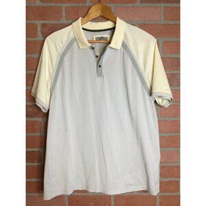 Ted Baker London Men's Polo Shirt Size 4 Beige & Gray 100% Cotton Short Sleeve